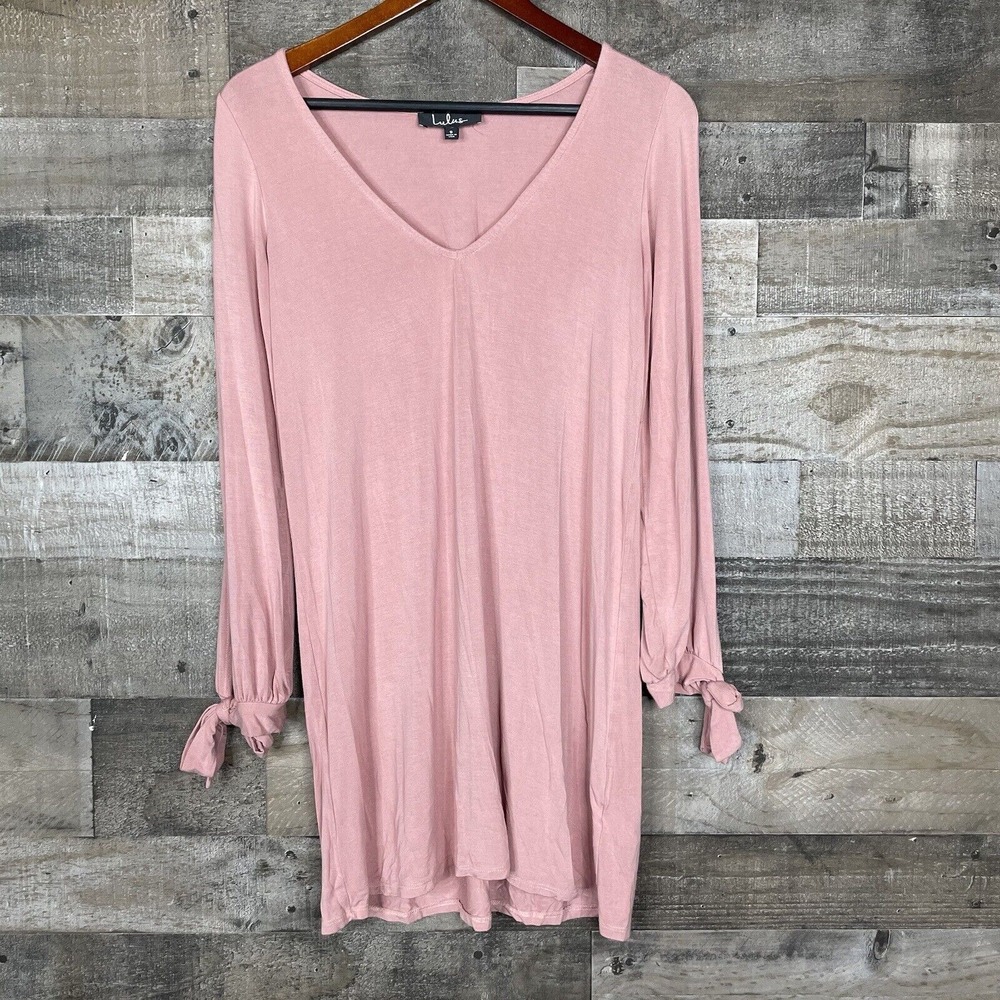 Lulus Tunic Top Womens S Stretchy Cold Shoulder & Sleeves Tie Wrist‎ Blush Pink